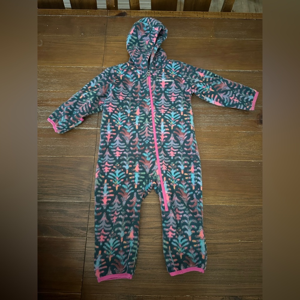 Columbia Kids Fleece One-Piece Footie - Pink & Teal Pattern